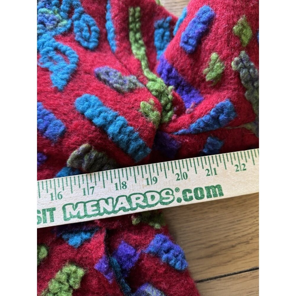 Made in Italy Women Coat Lined Wool Blend? Size Measured Embroidered Button READ - Picture 5 of 9